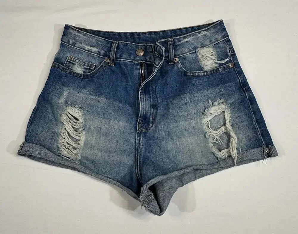 Farm Rio Denim Shorts Size 40 Blue Distressed Cutoff